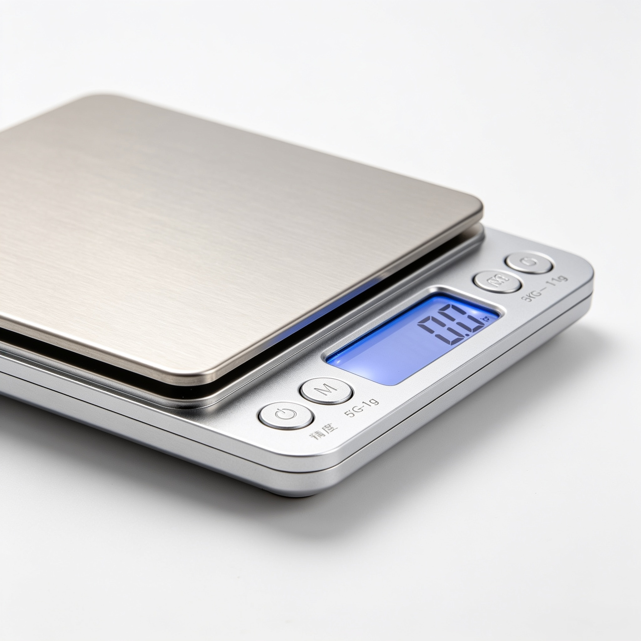 moonmoon ETEKCITY Küchenwaage Digital - Edelstahl 304 - Lebensmittelgeeignete Waage Küche - Leicht zu Reinigen - Feinwaage mit Beleuchtetem LCD-Klare und gut Lesbare Kithchen Scale - 5 KG-1g - Edelstahl-Silber
